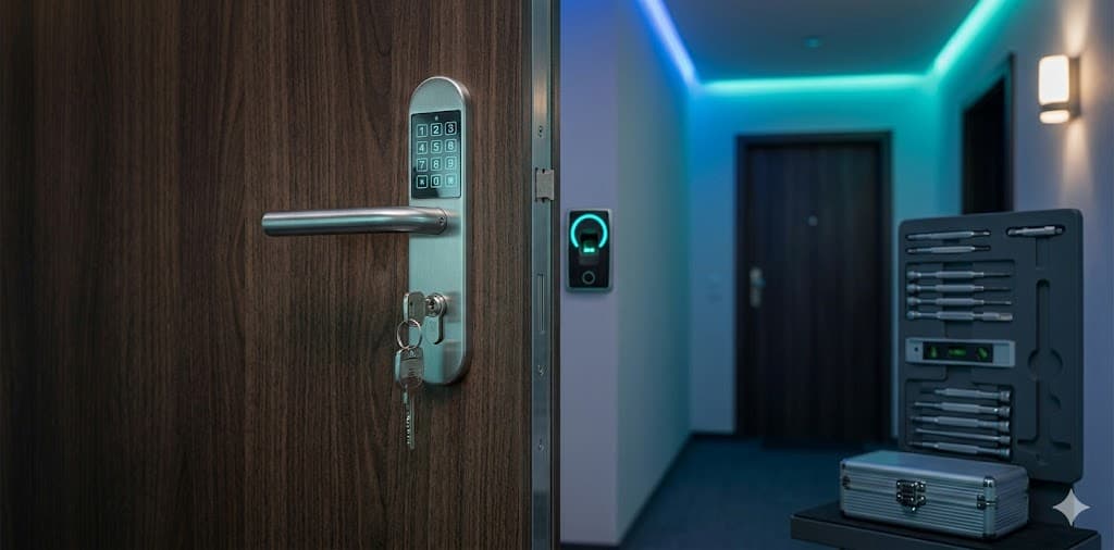 Moderne Sicherheitstechnik an einer Haustür